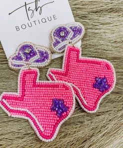 Texas Bling Becca Pink Texas Beaded Earrings Jewelry