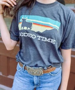 ECO- FRIENDLY INK ON TRI-BLACK Graphic Tees Sunset Rodeo Time