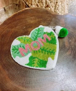 Texas Bling Palm Leaf Mom Beaded Pouch Bags