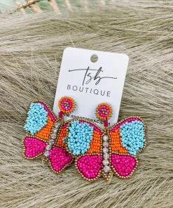 Texas Bling Mariposa Pink Butterfly Earrings