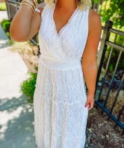 Flying Tomato Dresses Raygin White Smocked Waist Maxi Dress