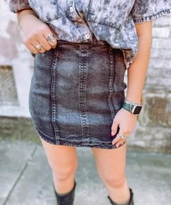 Wild Lilac Khloe Stretchy Denim Mini Skirt