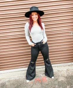 Peach Love Emery Open Back Bodysuit- Heather Grey