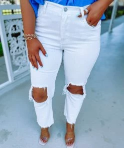 Kancan Denim Dakota High Rise Straight Leg Distressed Jeans