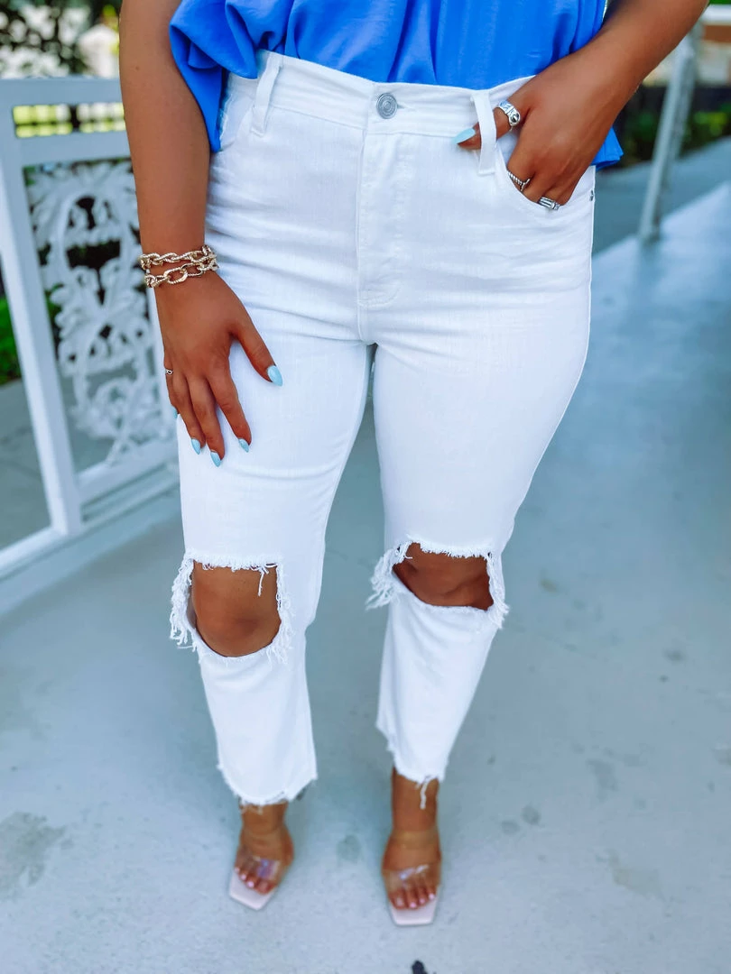 Kancan Denim Dakota High Rise Straight Leg Distressed Jeans 1 Kancan Denim Dakota High Rise Straight Leg Distressed Jeans