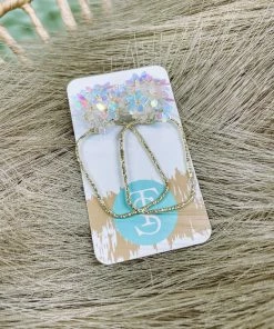 Texas Bling Amora Iridescent Flower Rectangle Earrings