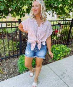 Cezanne Mia Solid Drop Shoulder Woven Top- Dark Blush