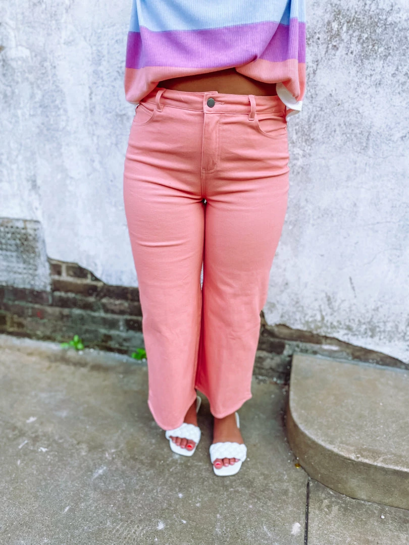 Entro Ayla Peach High Waisted Denim Pants 1 Entro Ayla Peach High Waisted Denim Pants