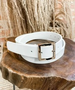 Texas Bling Simple Skinny Buckle Belt- White