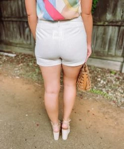 Must Have Victoria Paperbag Belted Shorts- Oatmeal Bottoms