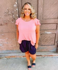 Kori Ashlyn Drawstring Waist Shorts- Black Plus 5 Kori Ashlyn Drawstring Waist Shorts- Black Plus