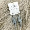 Texas Bling Jewelry Glitter Lightning Bolt Earrings- Silver