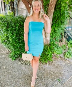 Entro Georgia Solid Tube Mini Dress- Jade Dresses