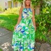 Flying Tomato Dresses Wren Palm Leaf Hi Low Dress