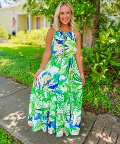 Flying Tomato Dresses Wren Palm Leaf Hi Low Dress