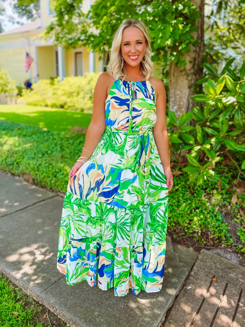 Flying Tomato Dresses Wren Palm Leaf Hi Low Dress 1 Flying Tomato Dresses Wren Palm Leaf Hi Low Dress