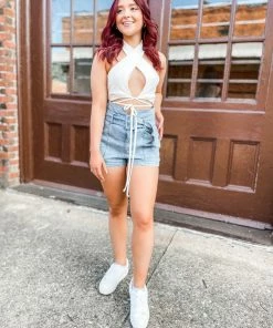 Paper Moon Layla Cross Neck Front Tie Top- Ivory Tops 11 Paper Moon Layla Cross Neck Front Tie Top- Ivory Tops