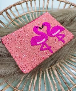 Texas Bling Bags Sequin Flamingo Chain Link Bag