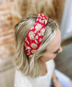 Texas Bling Hair Accessories Paige Rose Knotted Headband- Red