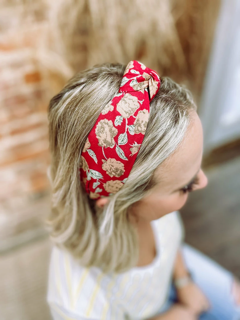 Texas Bling Hair Accessories Paige Rose Knotted Headband- Red 1 Texas Bling Hair Accessories Paige Rose Knotted Headband- Red