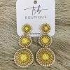 Texas Bling Yellow Beaded Circle Earrings Jewelry
