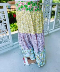 Hailey & Co Plus Georgia Floral Print Mixed Maxi Skirt