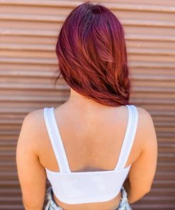 Texas Bling Diem Ribbed V- Neck Brami-White Tops