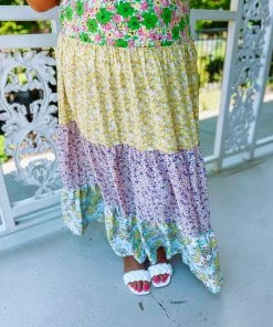 Hailey & Co Plus Georgia Floral Print Mixed Maxi Skirt