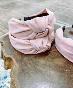 Texas Bling Hair Accessories Pattie Pink With Blue Dot Headband