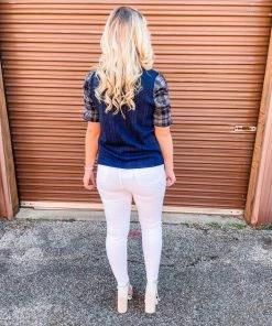 THML Tops Kennedy Cable Knit Ruched Sleeve Top