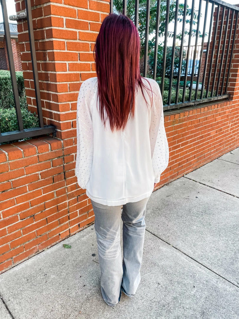 Vine & Love Tops Margot Sequin Balloon Sleeve Top- Off White 4 Vine & Love Tops Margot Sequin Balloon Sleeve Top- Off White