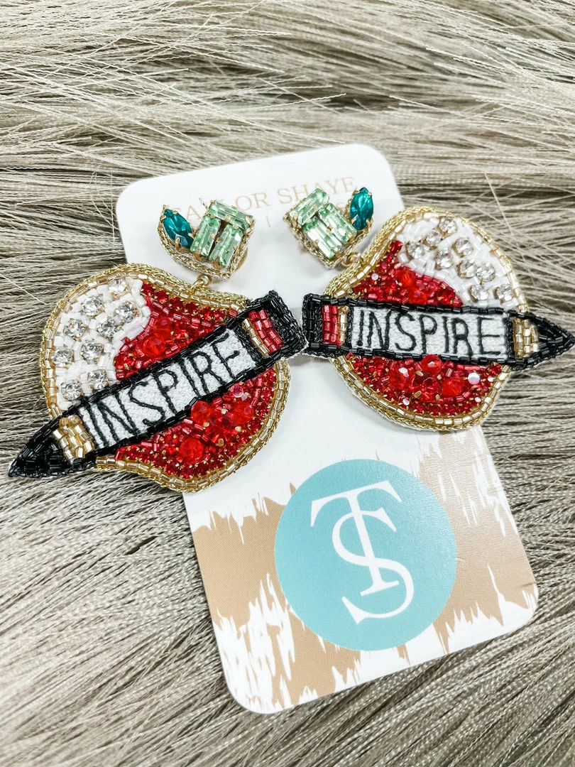 Texas Bling Beaded Teacher's Apple Earrings Jewelry 1 Texas Bling Beaded Teacher's Apple Earrings Jewelry