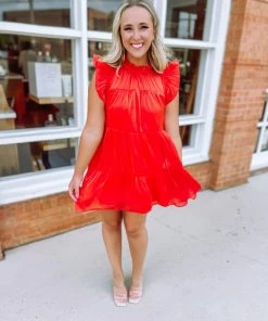 Entro Stephanie Iridescent Mock Neck Dress