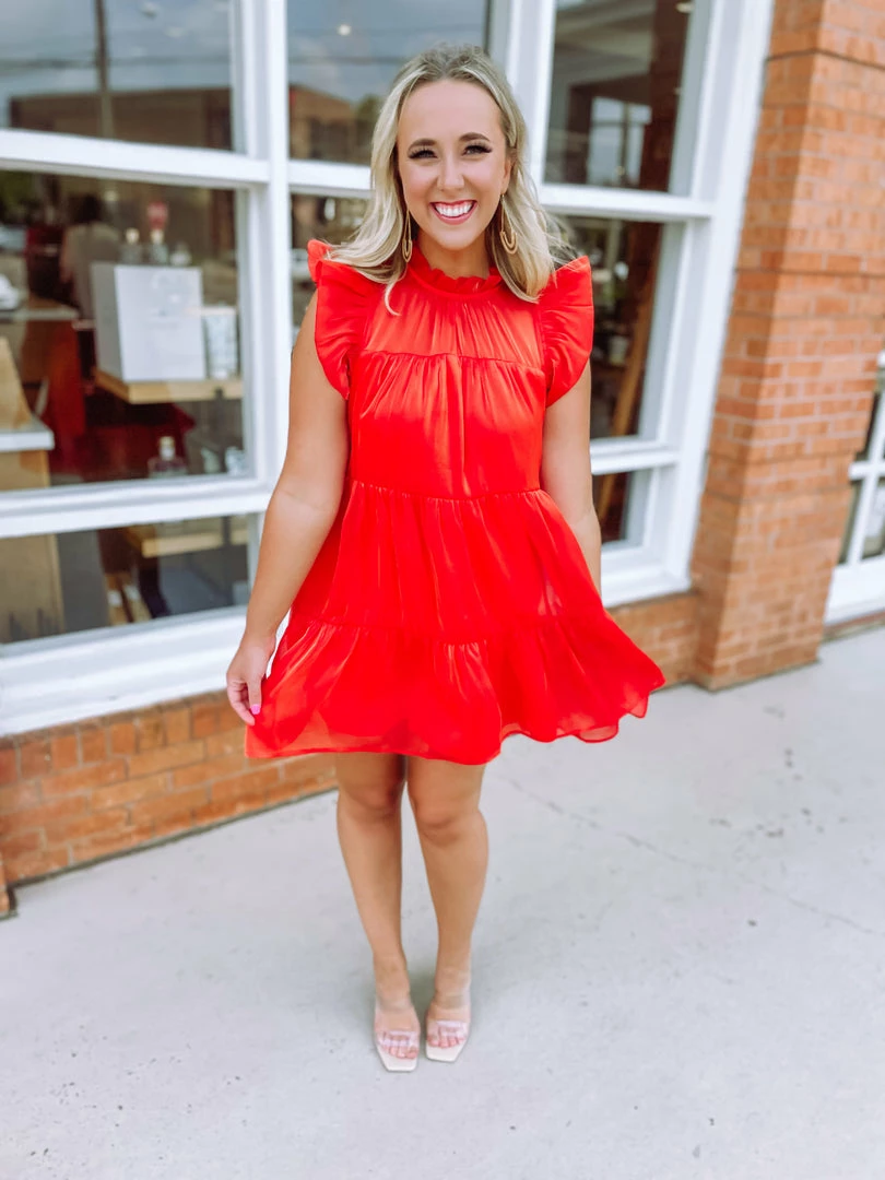 Entro Stephanie Iridescent Mock Neck Dress 1 Entro Stephanie Iridescent Mock Neck Dress