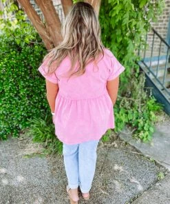 Entro Linda Denim Babydoll Collared Top