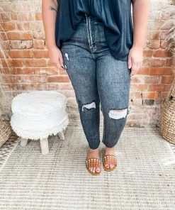 Risen Vivian High Rise Distressed Relaxed Skinny Straight Jeans