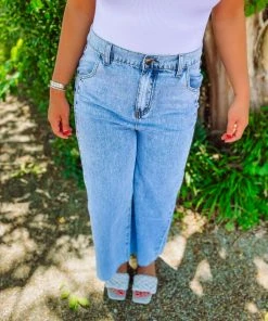 Listicle Maia Denim Washed Wide Bottom Pants