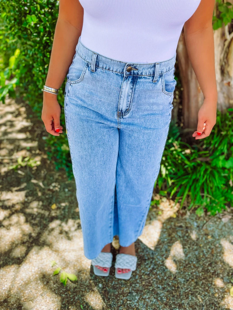 Listicle Maia Denim Washed Wide Bottom Pants 1 Listicle Maia Denim Washed Wide Bottom Pants