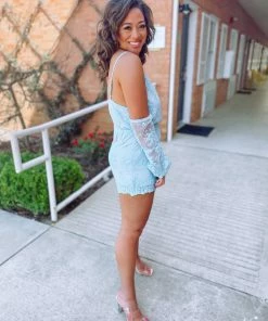 Listicle Alina Embroidered Lace Cold Shoulder Romper Rompers & Jumpsuits