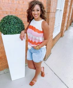 Miss Sparkling Libby Color Block Knit Tank Top