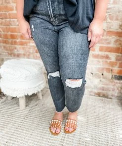 Risen Vivian High Rise Distressed Relaxed Skinny Straight Jeans