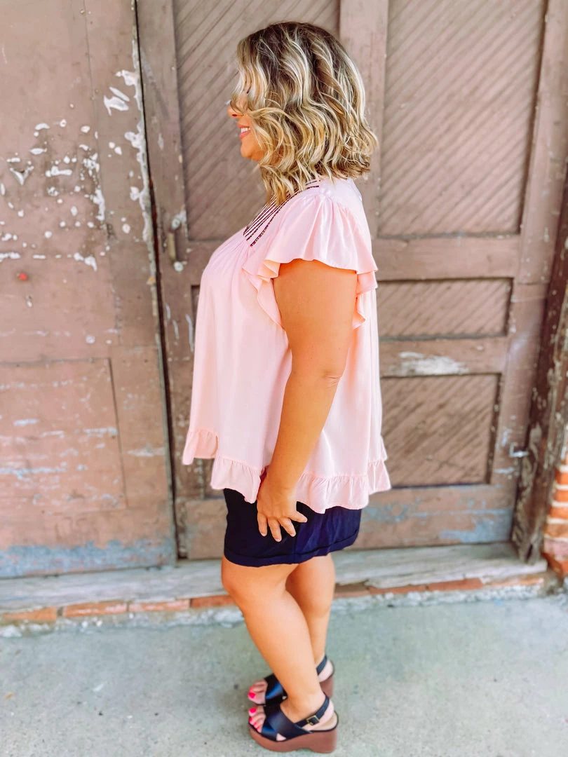 Hailey & Co Plus Jaylee Embroidered Thread Mixed Yoke Top 4 Hailey & Co Plus Jaylee Embroidered Thread Mixed Yoke Top