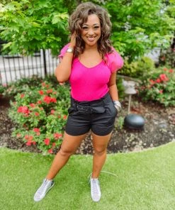 Must Have Victoria Paperbag Belted Shorts- Black