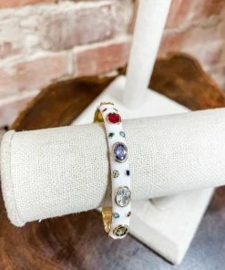 Texas Bling Jewelry Porsha Enamel Bangles- White