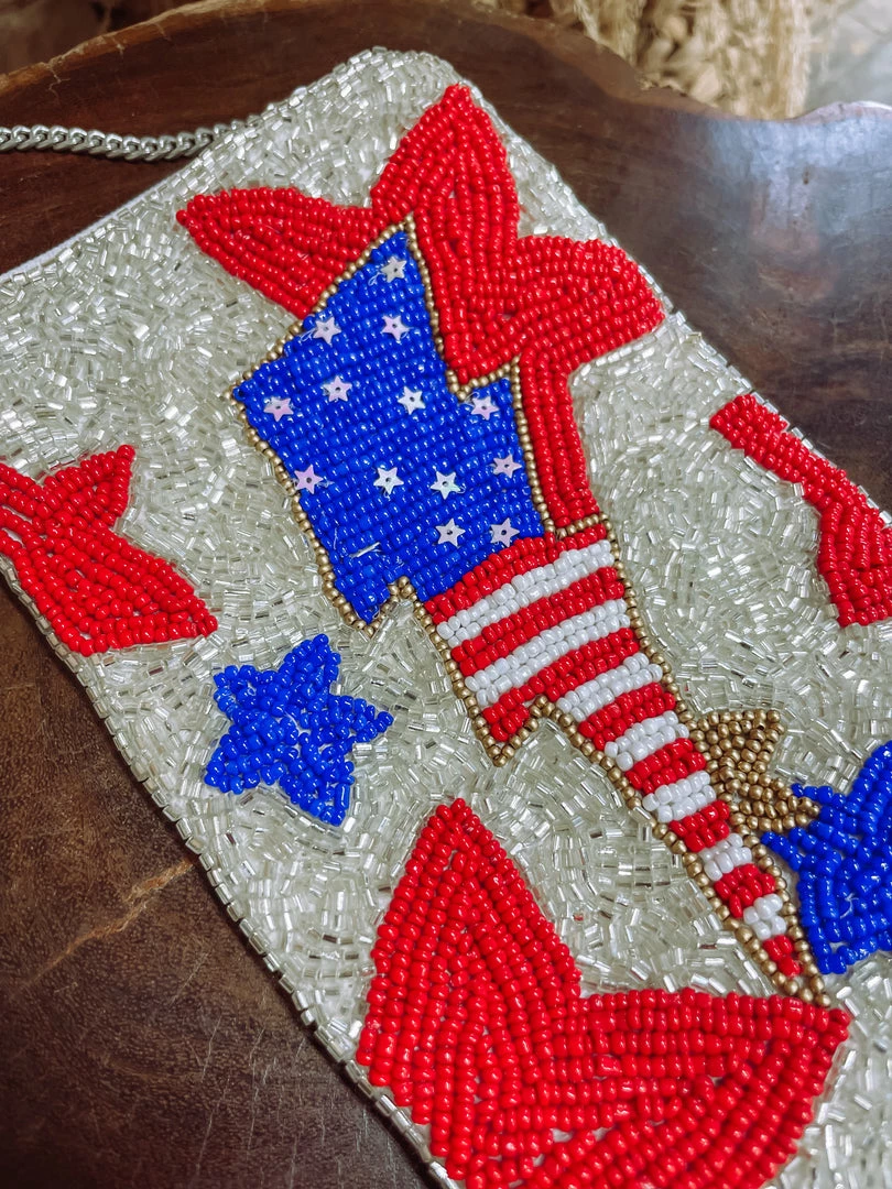 Texas Bling American Flag Beaded Phone Pouch Bags 2 Texas Bling American Flag Beaded Phone Pouch Bags
