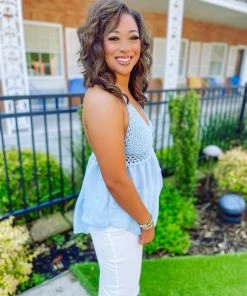 Trend Notes Tops Kimberly Crochet Knit Halter Tunic Top- Blue 9 Trend Notes Tops Kimberly Crochet Knit Halter Tunic Top- Blue