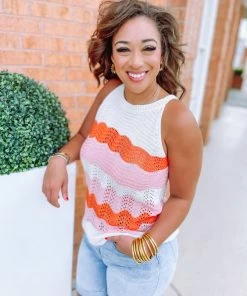 Miss Sparkling Libby Color Block Knit Tank Top