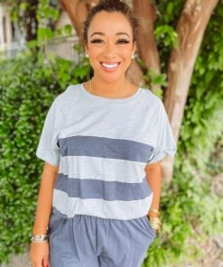 Cotton Bleu Annie Color Blocked Shorts Set- Navy Sets