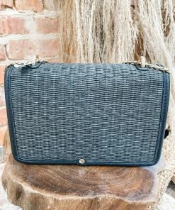 Texas Bling Take Me Away: Resort Edition Halli Rectangle Straw Bag- Black