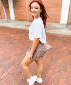 Rosio Clothing Tops Eva Cropped Short Sleeve Oversized Tee- White